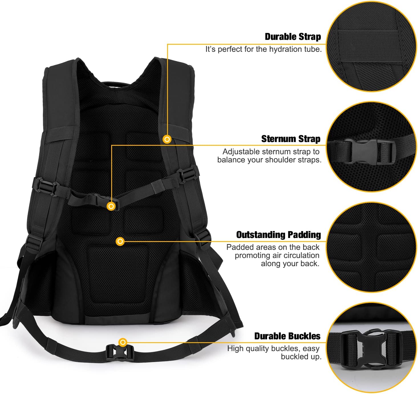 Mardingtop Mochilas tácticas de 35L Molle senderismo mochilas para acampar senderismo militar viaje motocicleta (con cubierta de lluvia)