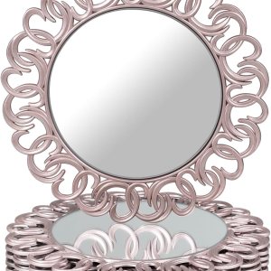 MAONAME Juego de 6 platos de carga de oro rosa de 13 pulgadas, cargadores de espejo para platos llanos, cargadores de platos de plástico con borde MAONAME Juego de 6 platos de carga de oro rosa de 13 pulgadas, cargadores de espejo para platos llanos, cargadores de platos de plástico con borde