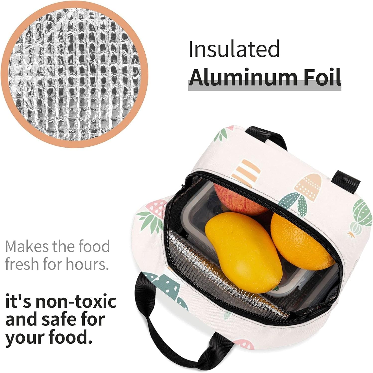 Lonchera térmica reutilizable, bolsa de almuerzo con bolsillo frontal para niños, niñas, mujeres, hombres, escuela, picnic, oficina, trabajo, lindo
