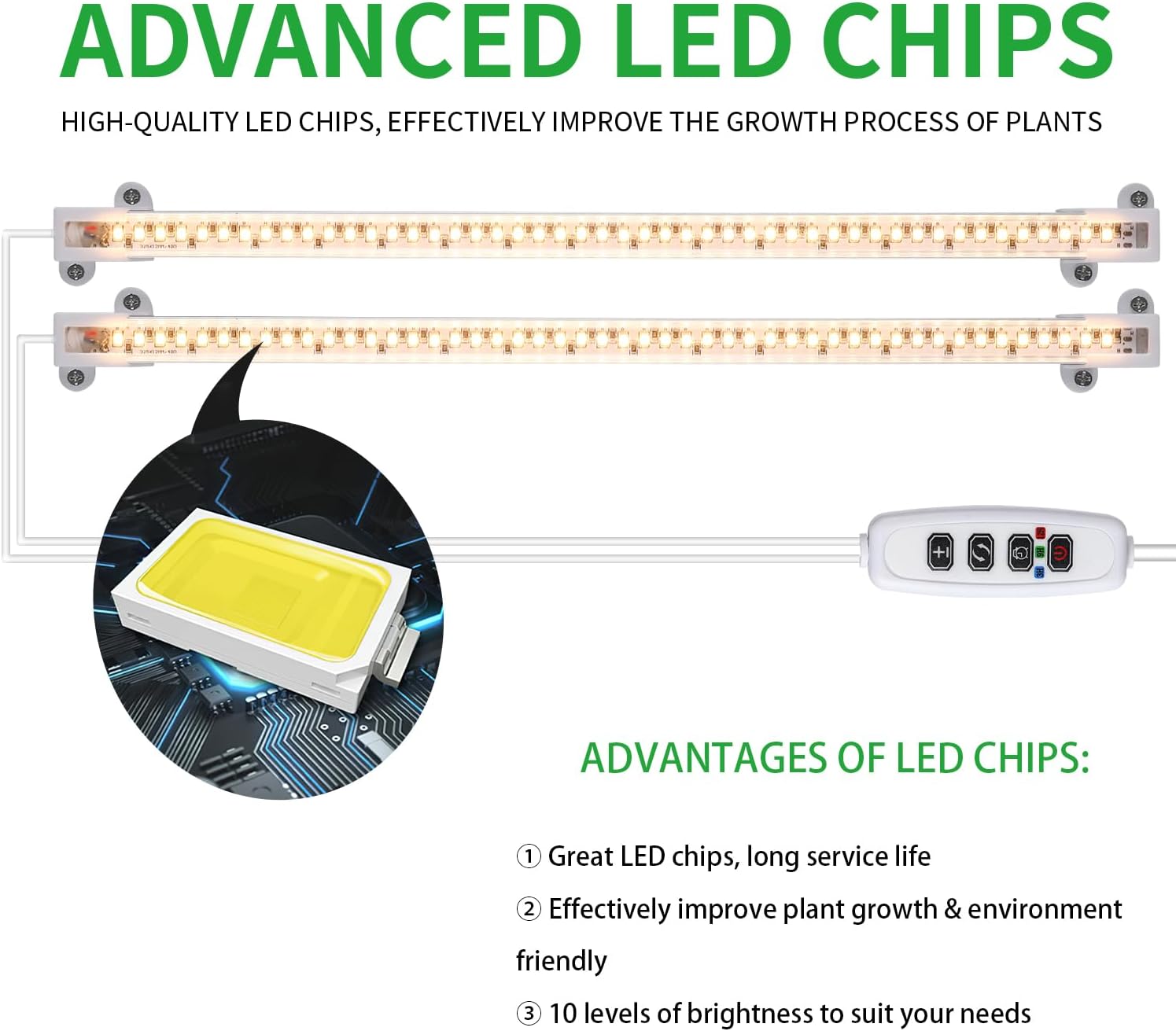 Tiras de luz LED de crecimiento, luces de crecimiento para plantas de interior de espectro completo 3000K, 96 luces LED para plantas con