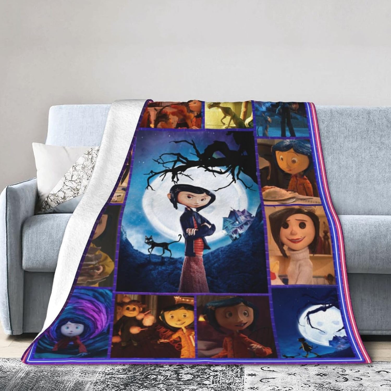 Manta con estampado de película de animación de dibujos animados, 60 x 50 pulgadas, suave y ligera, manta de aire acondicionado, oficina, sofá,