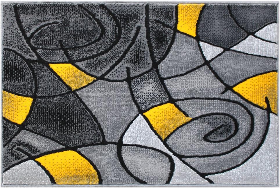 Masada Rugs – Alfombra moderna contemporánea, color gris y negro