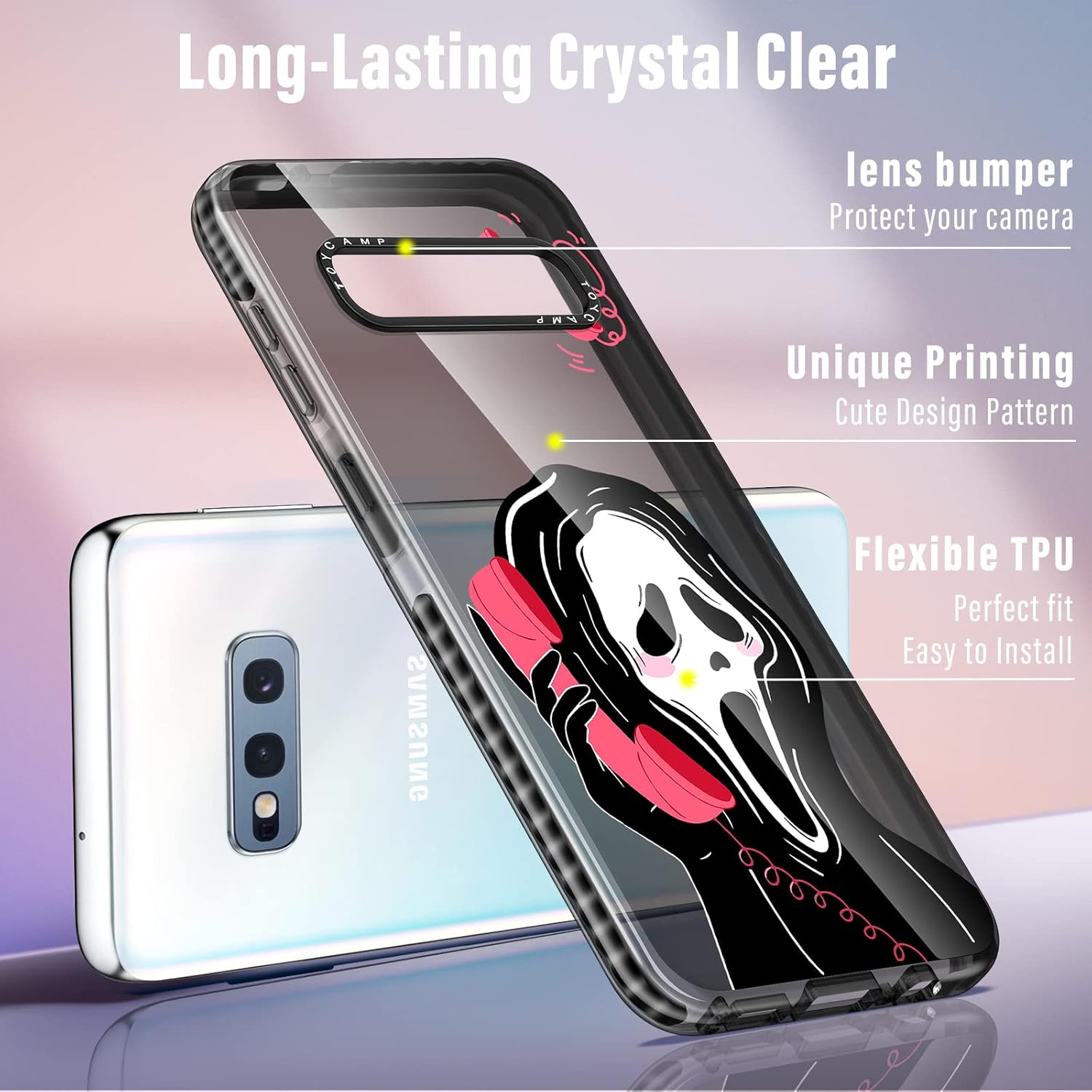 Toycamp Funda para Samsung Galaxy S10E, bonito y divertido diseño de esqueleto de calavera para mujeres, niñas, niños y adolescentes para Galaxy