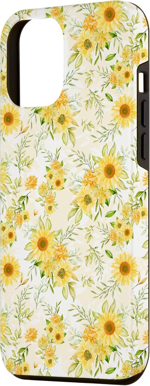 Funda para iPhone 13 Pro Max con diseño de girasol amarillo pastel