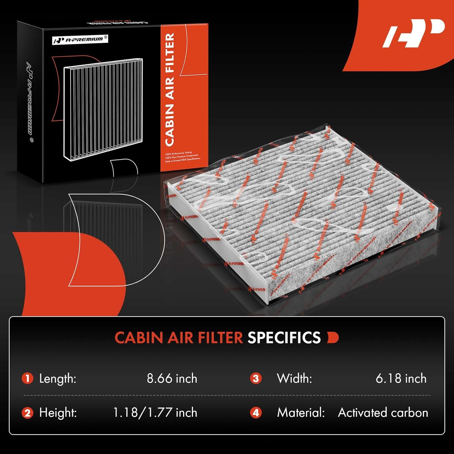A-Premium Filtro de aire de cabina con carbón activado compatible con modelos Jeep, Dodge y Fiat – Compass 2017-2022, Renegade 2015-2023, Hornet