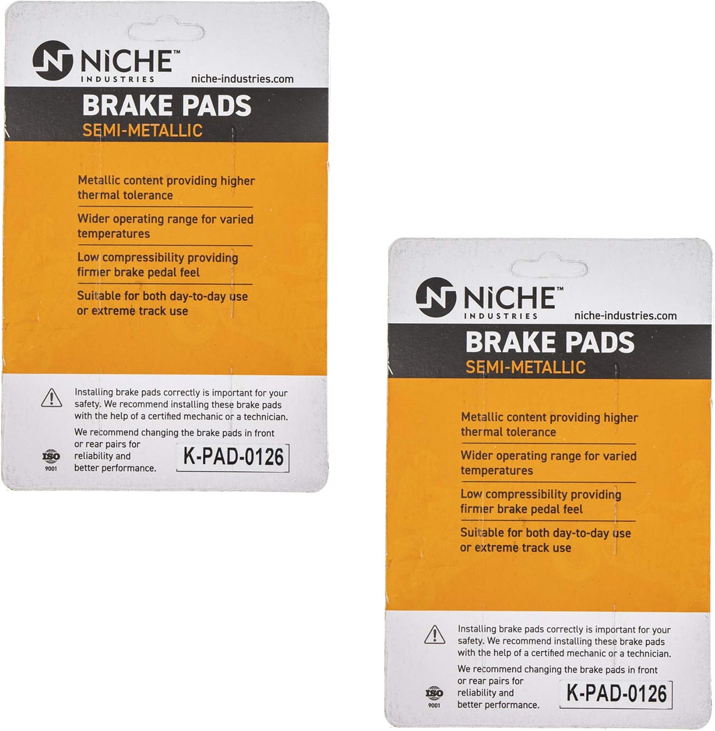 NICHE Juego de pastillas de freno traseras izquierdasderechas para Polaris ACE Ranger 150 1912971 semimetálicas 2 unidades