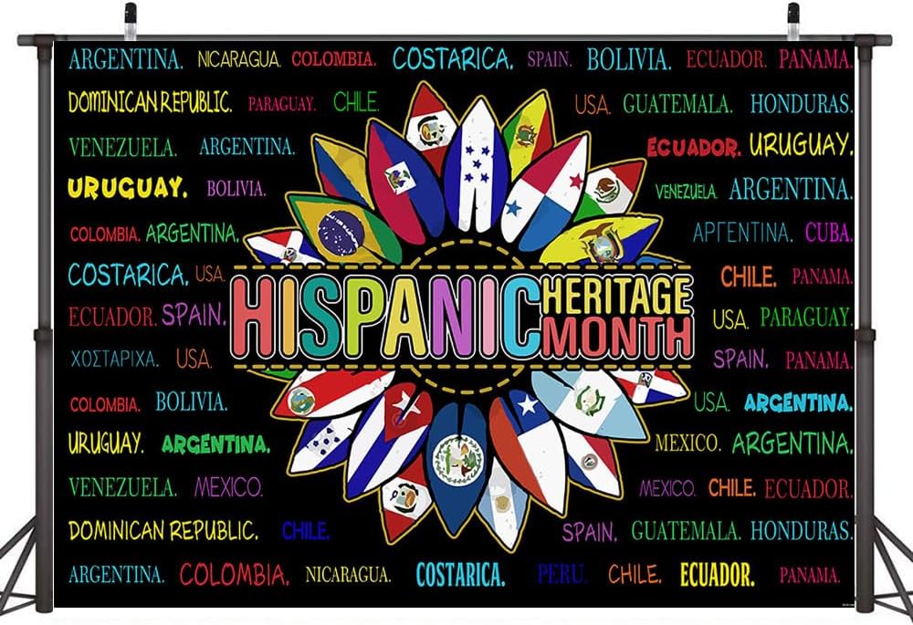 Ticuenicoa Fondo del Mes de la Herencia Hispana de 7 x 5 pies, pancarta del Mes de la Herencia Hispana, decoraciones latinoamericanas, aula de