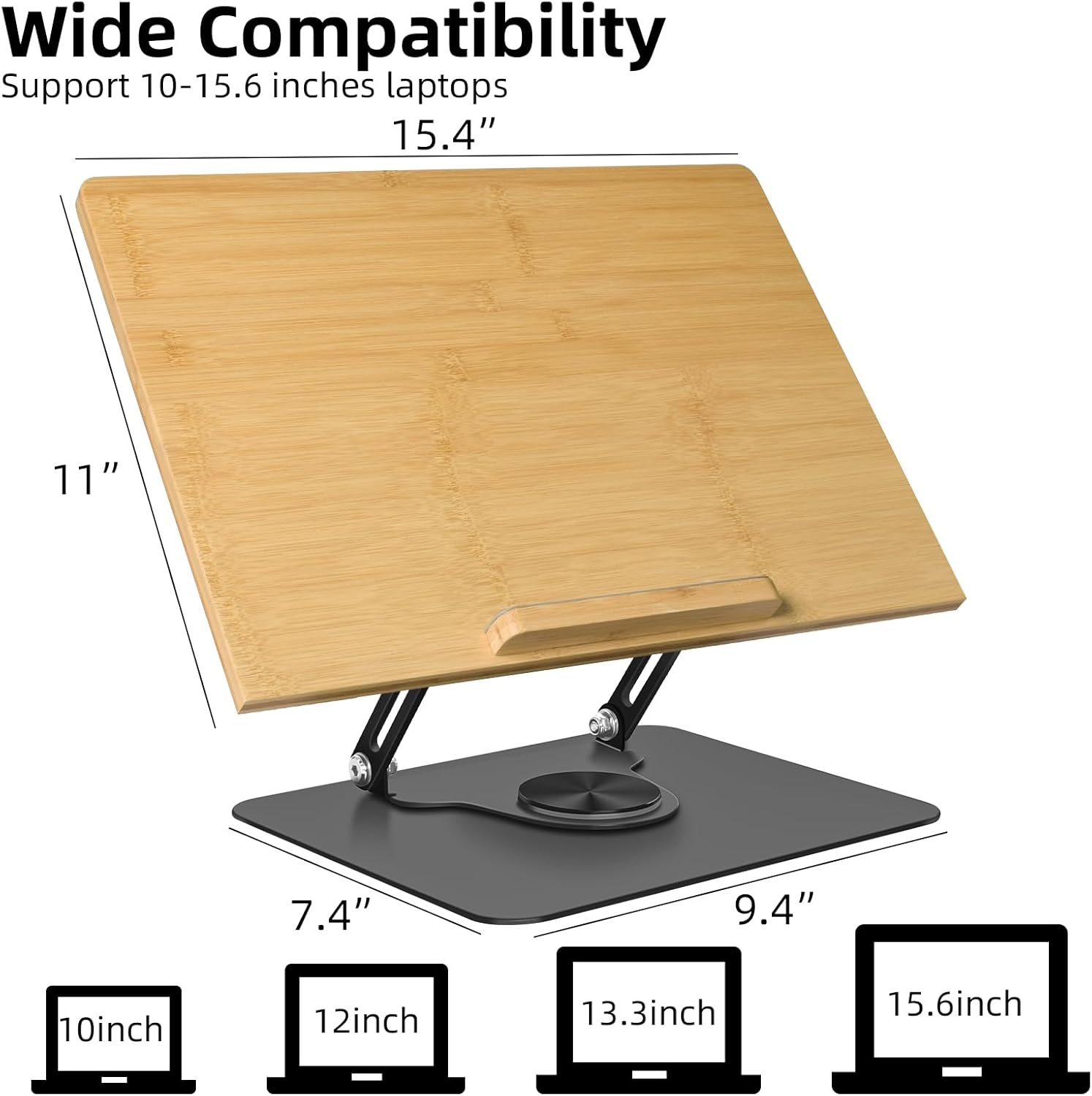 wishacc Soporte para computadora portátil para escritorio, soporte de computadora ajustable con base giratoria de 360, elevador ergonómico para