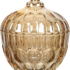 Joeyan Plato de cristal ámbar para dulces con tapa, tarro grande cubierto de vidrio, cuenco decorativo para dulces, recipiente de vidrio en relieve Joeyan Plato de cristal ámbar para dulces con tapa, tarro grande cubierto de vidrio, cuenco decorativo para dulces, recipiente de vidrio en relieve