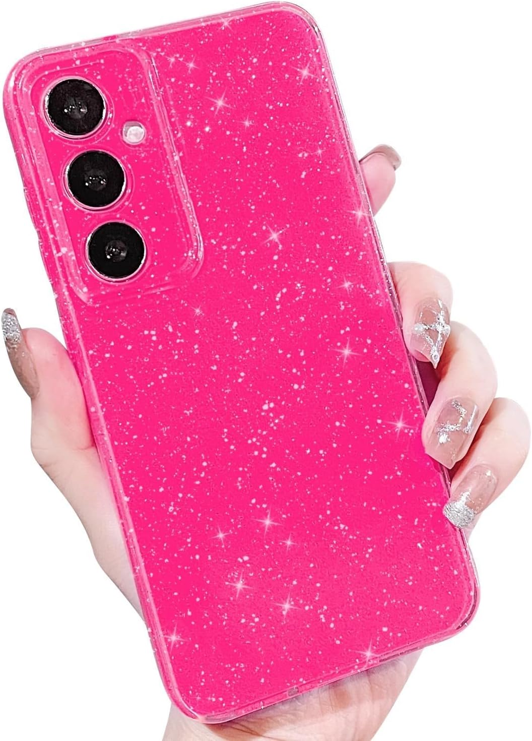 Finyosee Funda compatible con Samsung Galaxy S23 FE 5G, bonito color neón brillante, con purpurina, delgada, delgada, a prueba de golpes, funda de