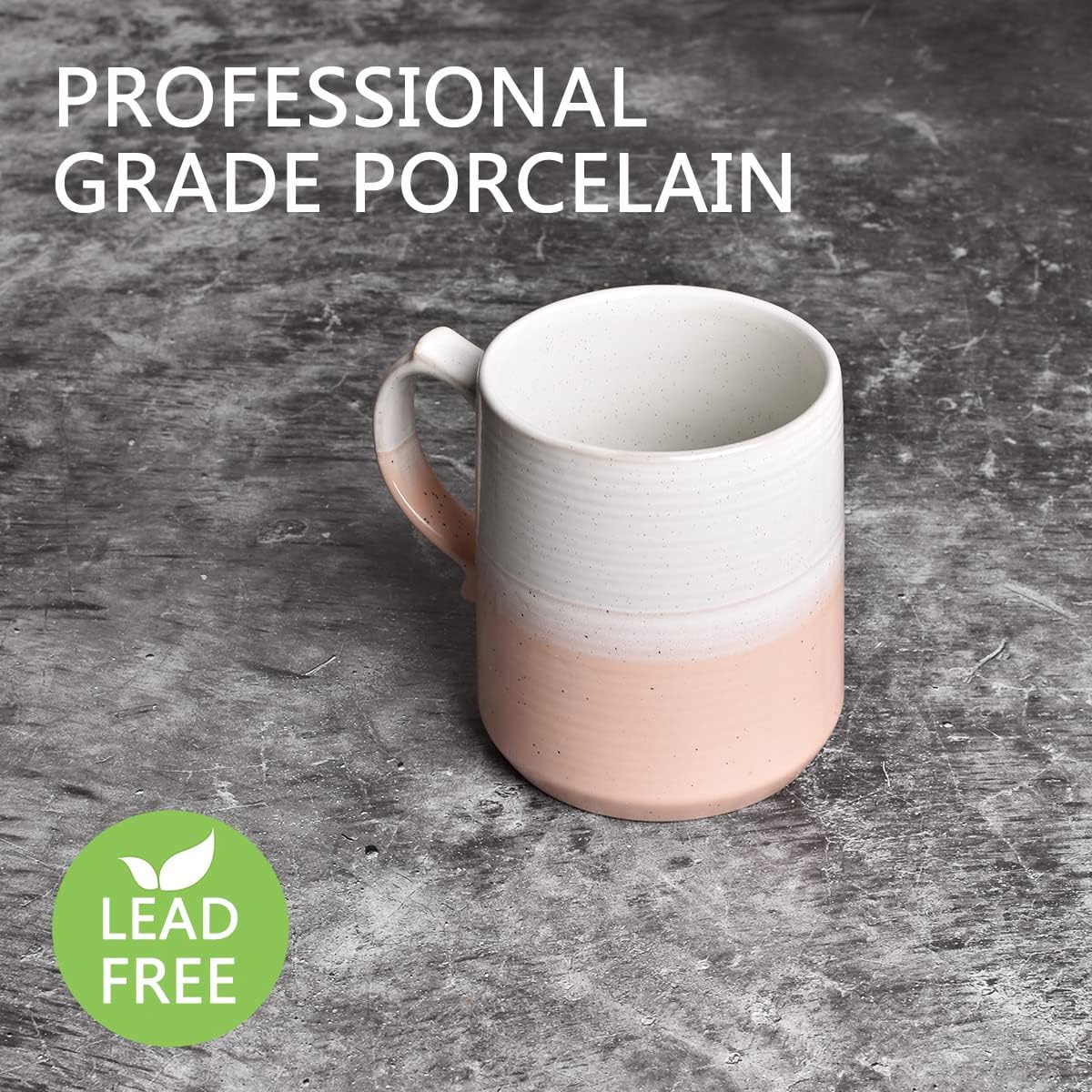 Bosmarlin Taza de café grande de cerámica, taza de té grande para la oficina y el hogar, apta para lavavajillas y microondas, 1 unidad (rosa, 1)