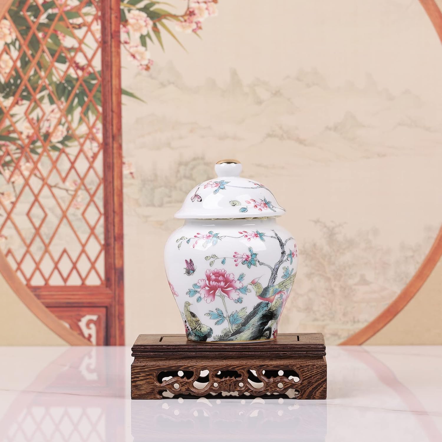 XINGYAN Chinoiserie – Mini tarros de cerámica de porcelana azul y blanca con tapa, estilo chino antiguo, estilo oriental, tarros decorativos y de