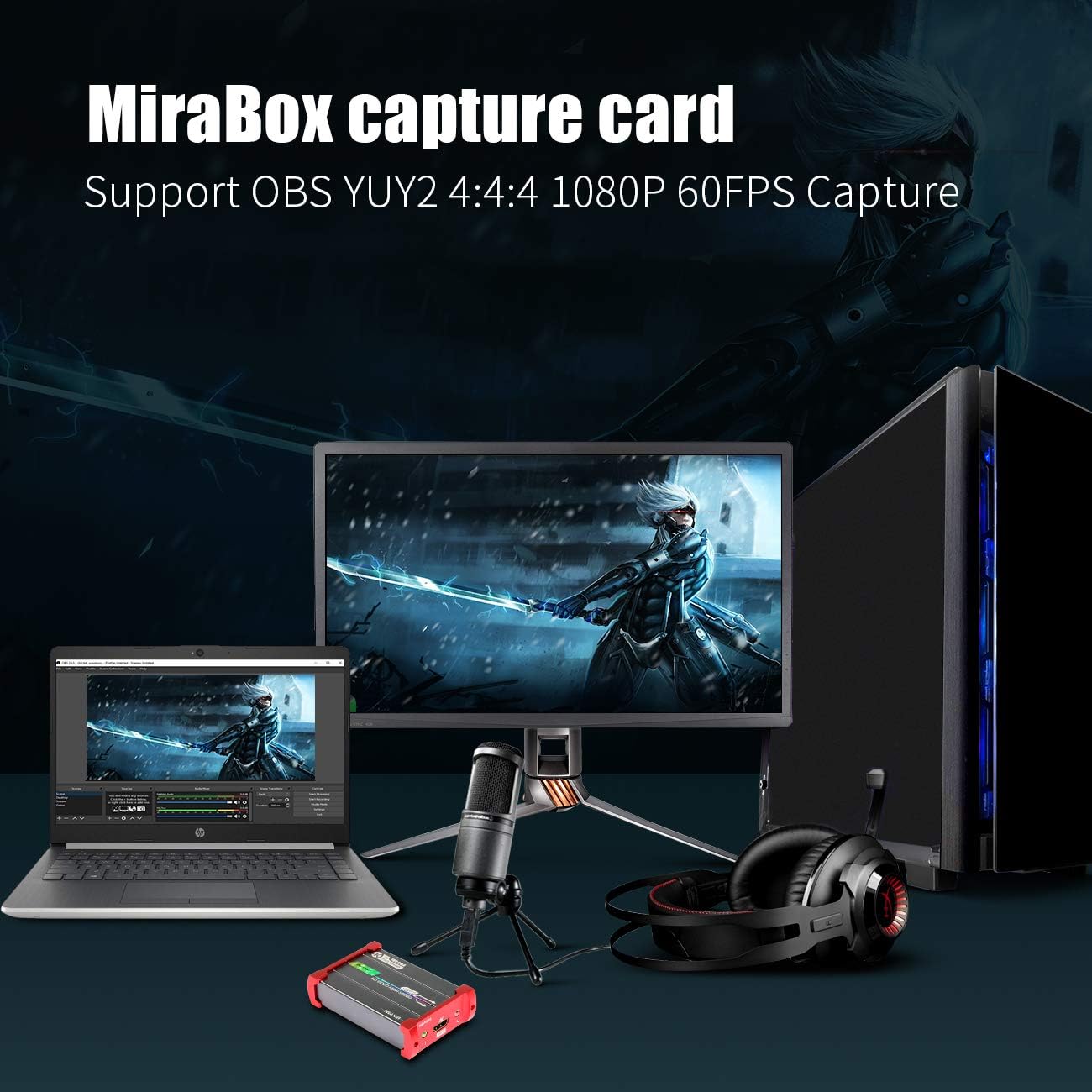 Mirabox Tarjeta de captura 4K para Nintendo Switch con entrada de 4K a 60Hz y paso, 1080P 60FPS USB3.0 transmisión en vivo y grabación, Camlink para