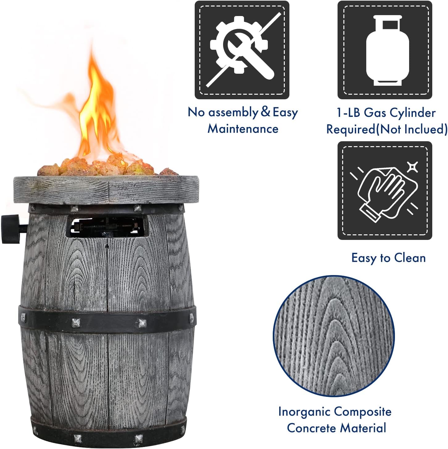 Chimenea portátil de mesa de gas propano, cuenco de fuego sin humo para exteriores, 10 pulgadas, 10,000 BTU con certificación CSA para campamento,