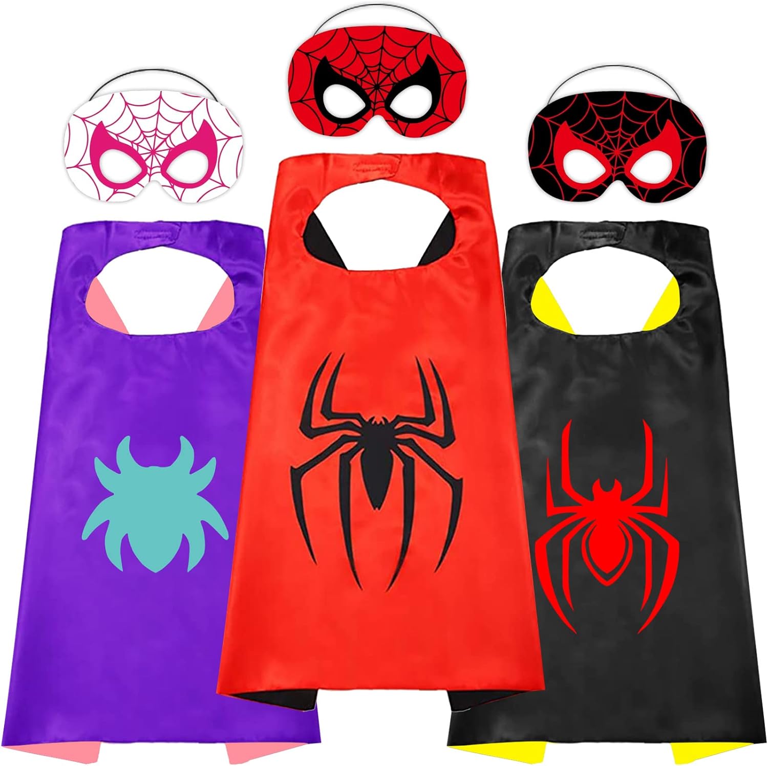 QICI Spidey His Amazing Friends Capa y máscara para niños de 3 a 10 años, regalos para niños y niñas, Navidad, Halloween, cosplay, suministros de