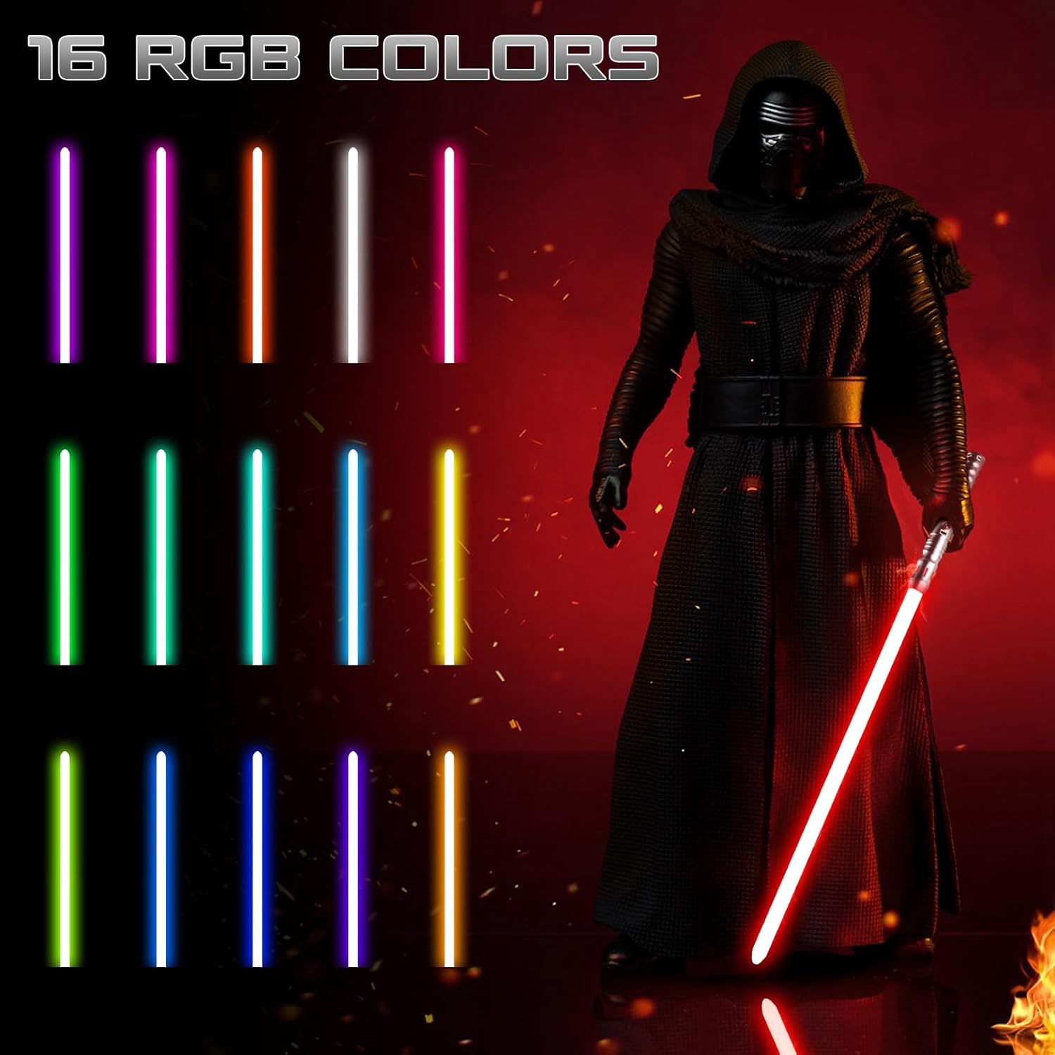 Sables de luz de duelo con aplicación  Sables de luz infinitos RGB de 16 colores cambiables, sable de luz de metal con control de movimiento para