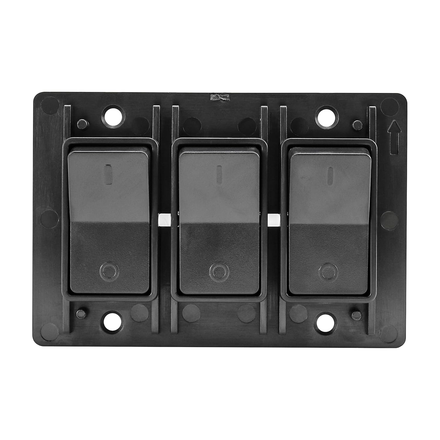 Leisure LED Moderno interruptor de encendido y apagado triple SPST con bisel, 12 voltios, para RV, remolque, cámper, con etiqueta adhesiva (negro)