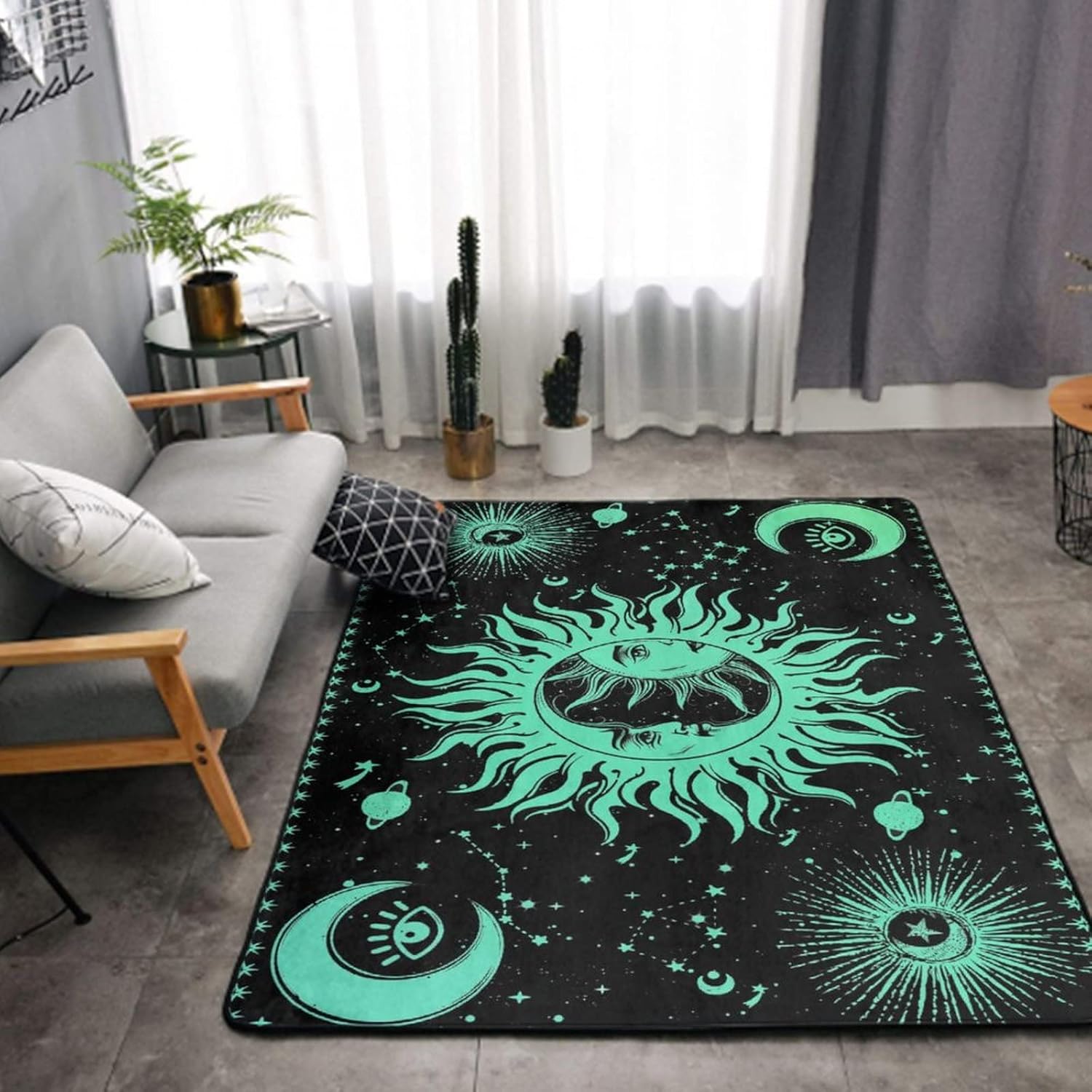 Alfombra de área ultra suave para puerta, alfombra gruesa y acogedora para sala de estar, dormitorio, oficina, alfombra de área a la moda, verde,