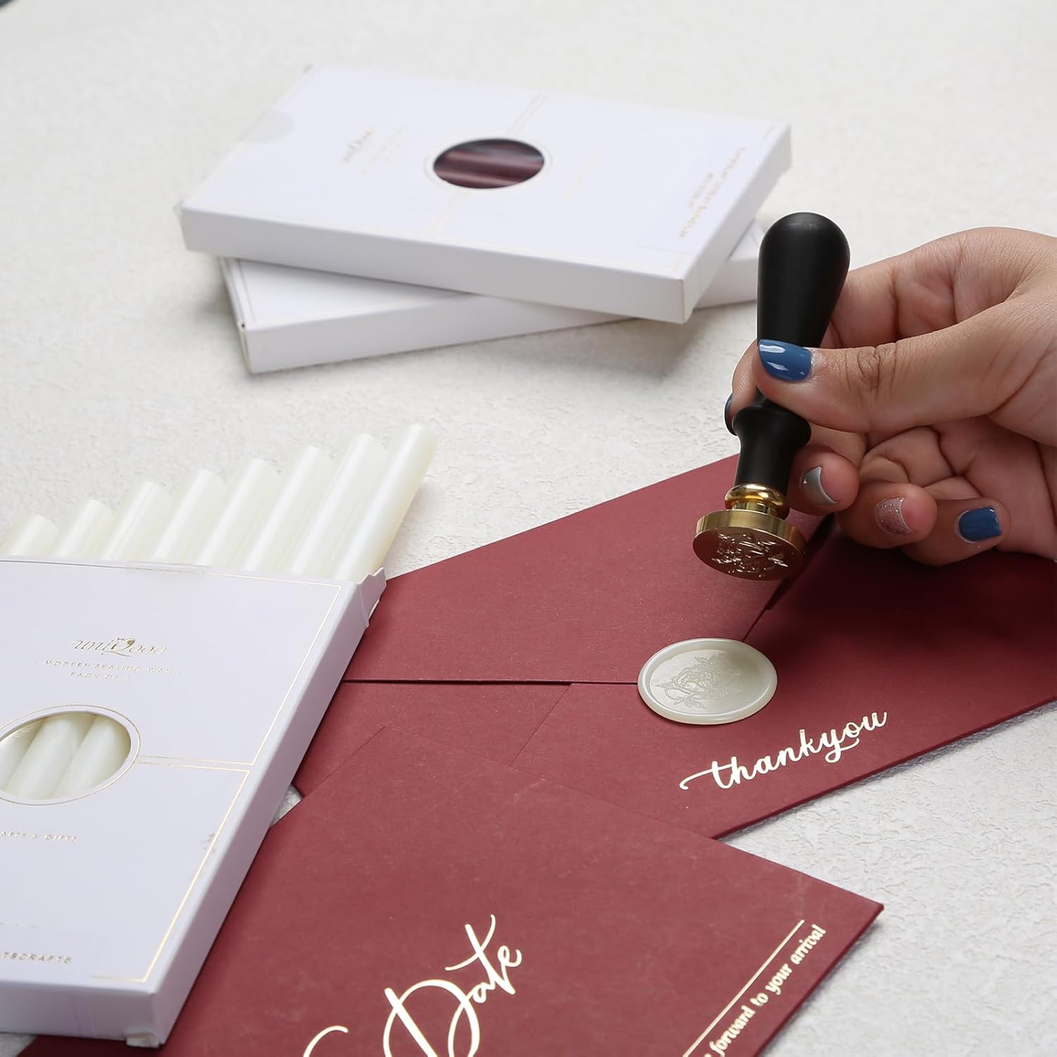 UNIQOOO Pistola de pegamento translúcido esmerilado para sellar cera para sello de cera, ideal para invitaciones de boda, sobres de tarjetas,