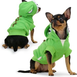 Frienperro Ropa de perro para perros pequeños, hembra, niño, sudadera con capucha de algodón para perro pequeño, disfraz de dinosaurio, ropa de Frienperro Ropa de perro para perros pequeños, hembra, niño, sudadera con capucha de algodón para perro pequeño, disfraz de dinosaurio, ropa de