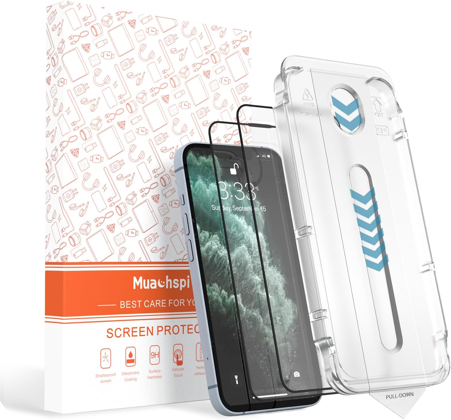 Paquete de 2 protectores de pantalla para iPhone 15 Pro de 6.1 pulgadas de vidrio templado fácil instalación, cobertura completa, antihuellas, a