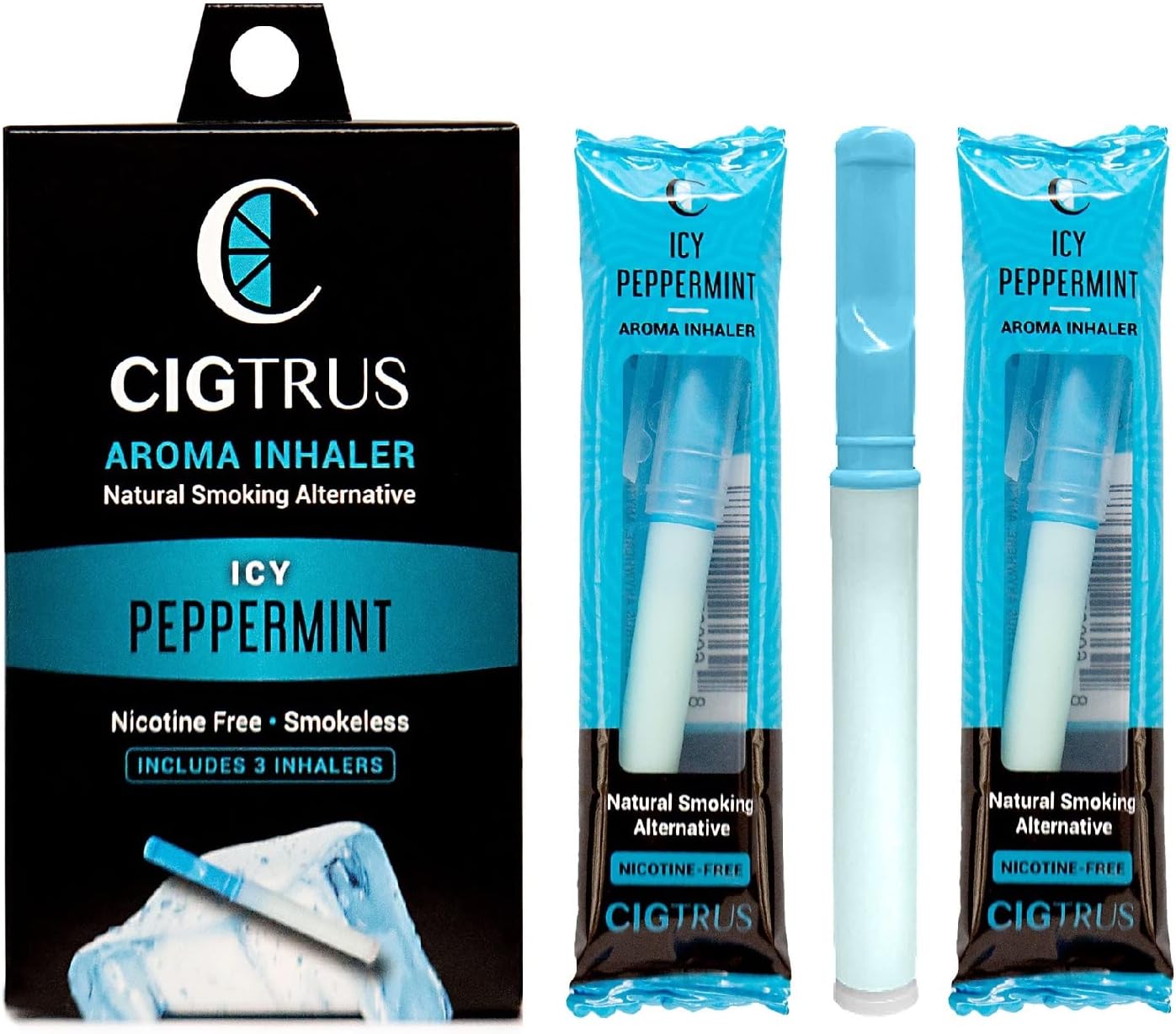 Inhalador de hierbas, alternativa natural para fumar  Bolígrafo de aceite  Sin nicotina, sin humo, sin tabaco  Menta verde fresca y menta helada – 6