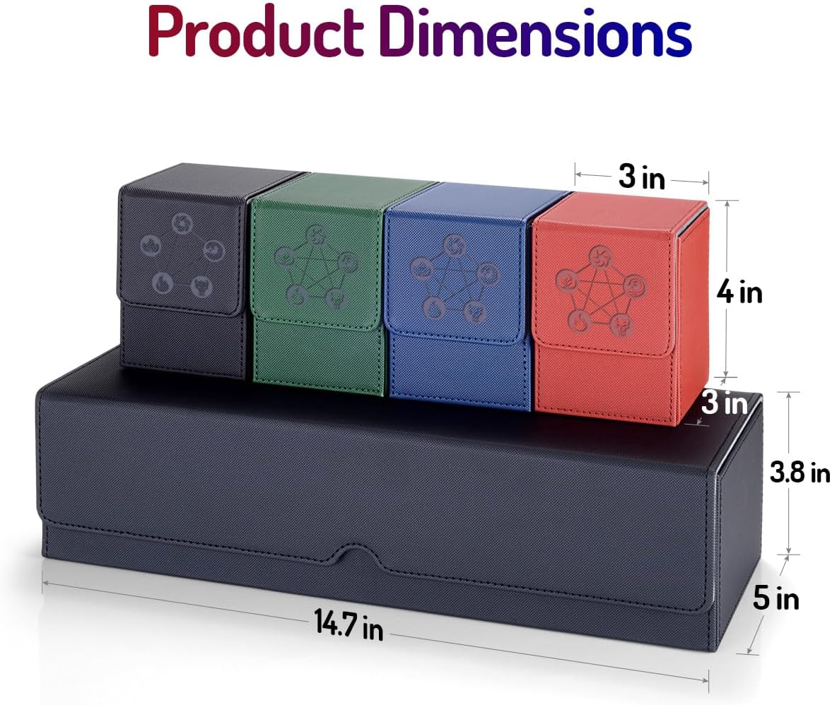 Caja de cartas 5 en 1 para tarjetas PTCGYGOMTG  Incluye 4 fundas para cartas y 1 caja de almacenamiento de tarjetas coleccionables premium con