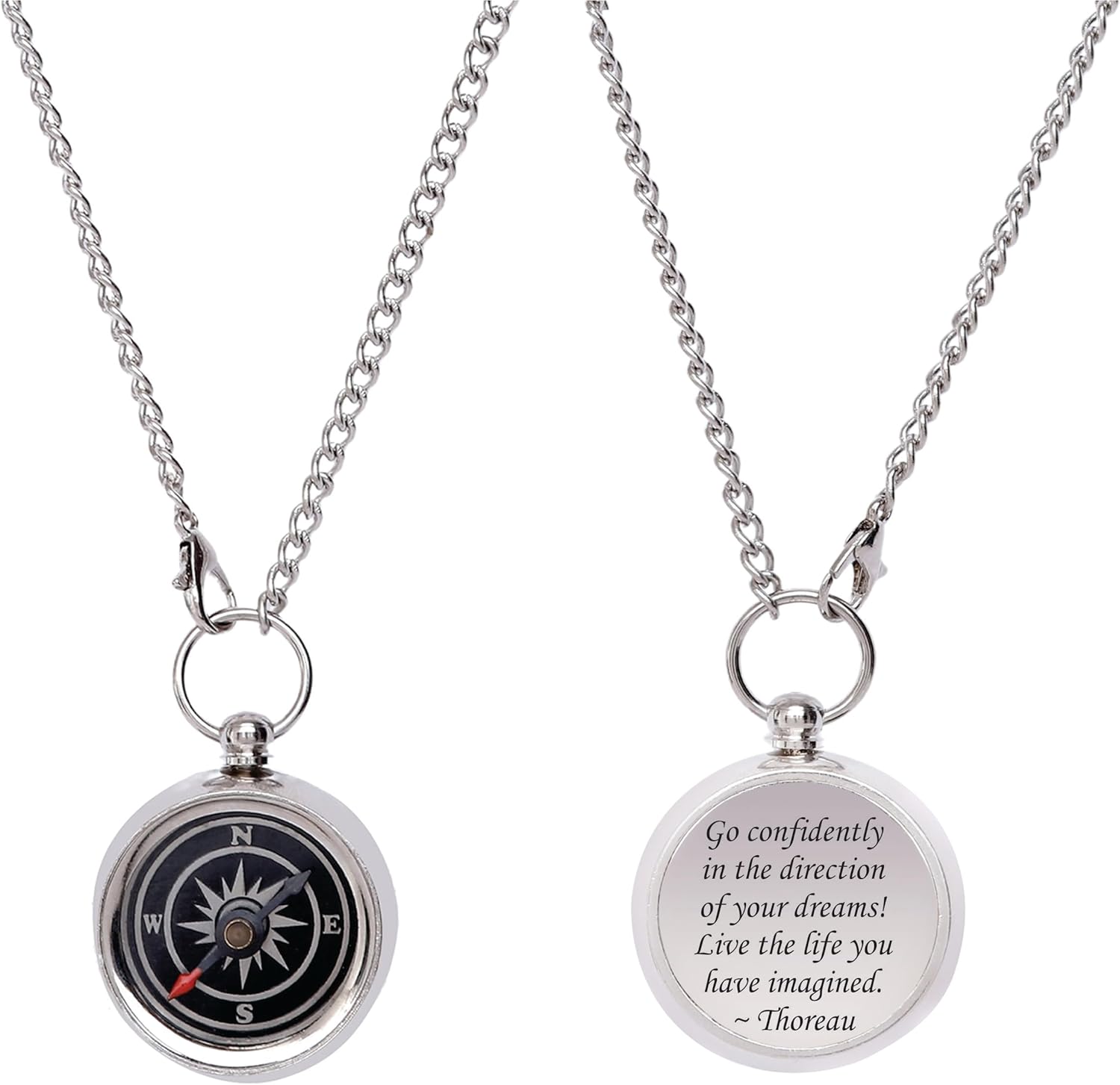 Thoreau’s Go Confidently in The Direction of Dream – Brújula sin nackless grabada para graduación, brújula para cumpleaños de hijo, Navidad, brújula