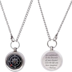 Thoreau’s Go Confidently in The Direction of Dream – Brújula sin nackless grabada para graduación, brújula para cumpleaños de hijo, Navidad, brújula Thoreau’s Go Confidently in The Direction of Dream – Brújula sin nackless grabada para graduación, brújula para cumpleaños de hijo, Navidad, brújula