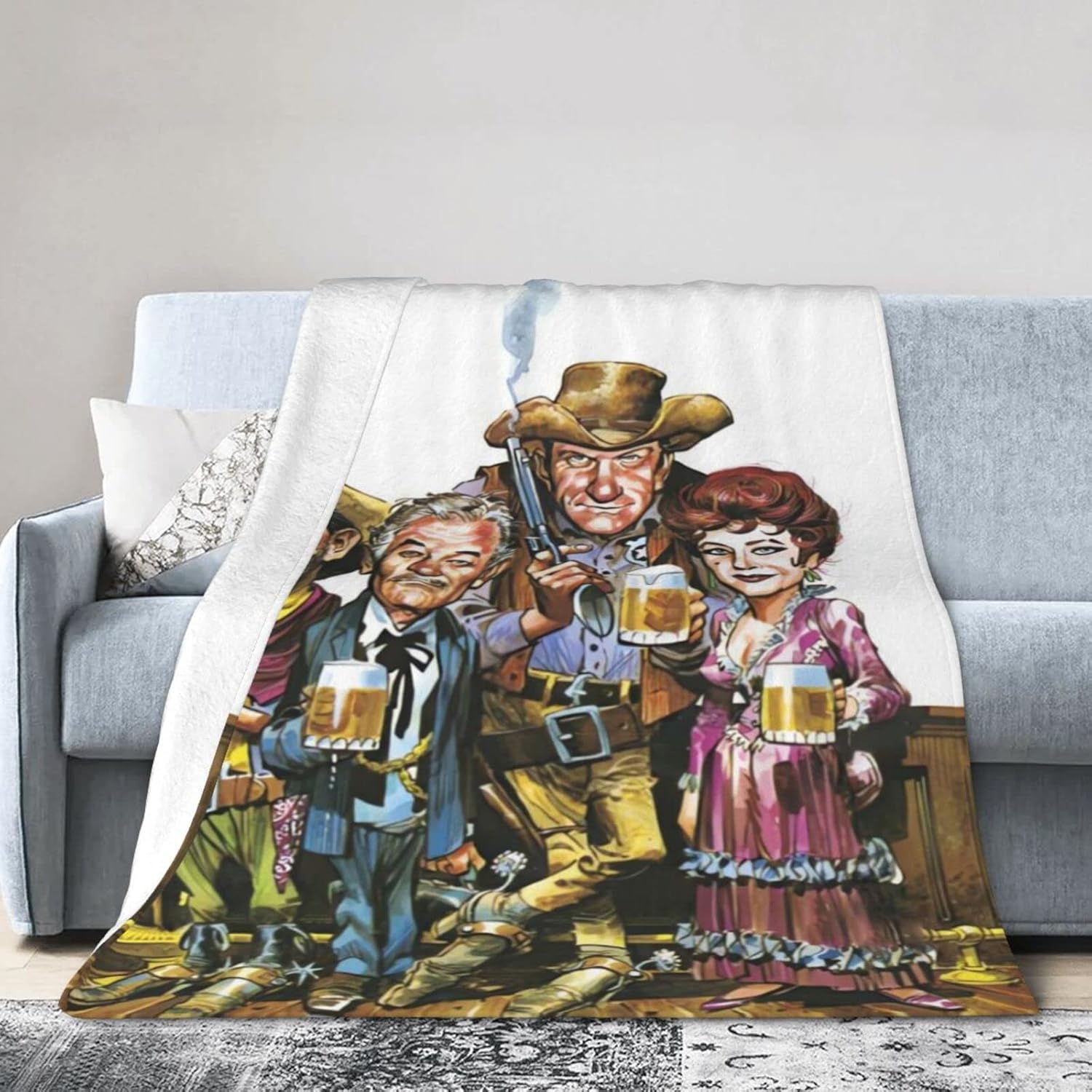 Manta de franela para sofá cama, manta para sala de estar o dormitorio, 60 x 50 pulgadas