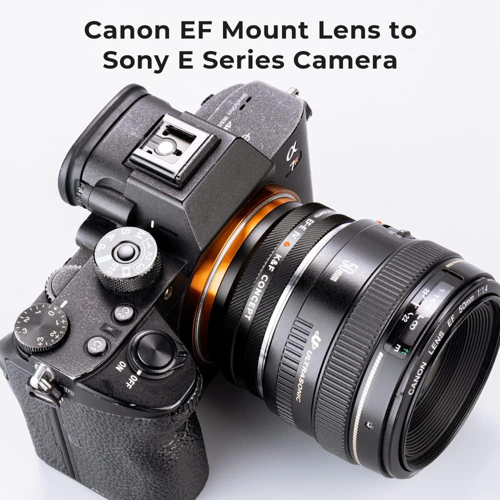 K&F Concept Adaptador de montaje de lente EOS-NEX IV IV Enfoque manual compatible con lente Canon (EFEF-S) y cuerpo de cámara Sony E, sin enfoque