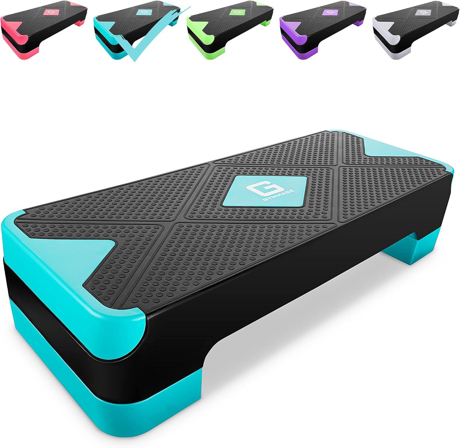 GYMMAGE Stepper aeróbico de entrenamiento ajustable, plataforma de ejercicios aeróbicos con 2 elevadores, plataforma de ejercicios para fitness,