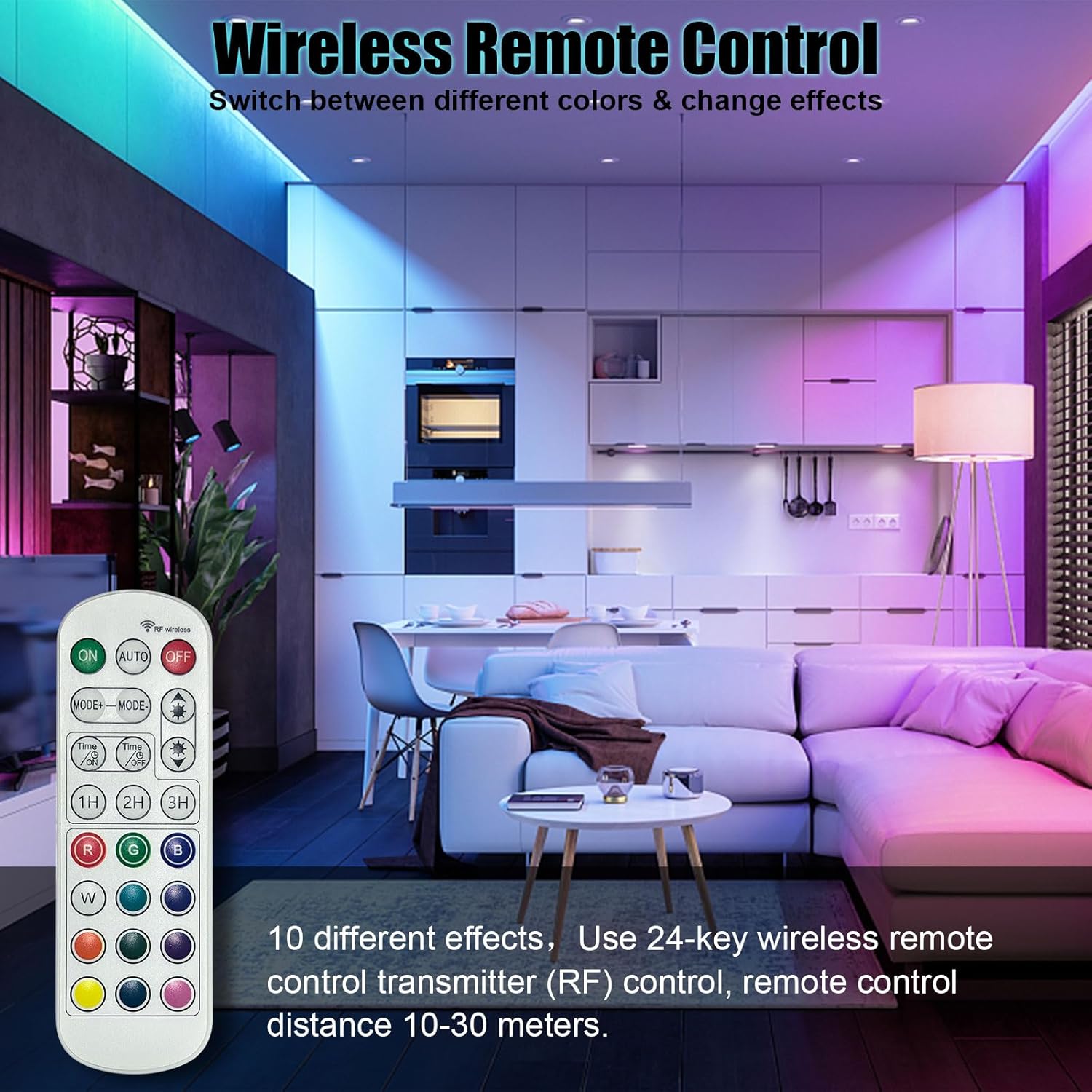 HNRLOY Paquete de 2 luces RGB para lavadora de pared con barra, 72 W LED RGB que cambian de color, luces de lavado de pared con control remoto RF,
