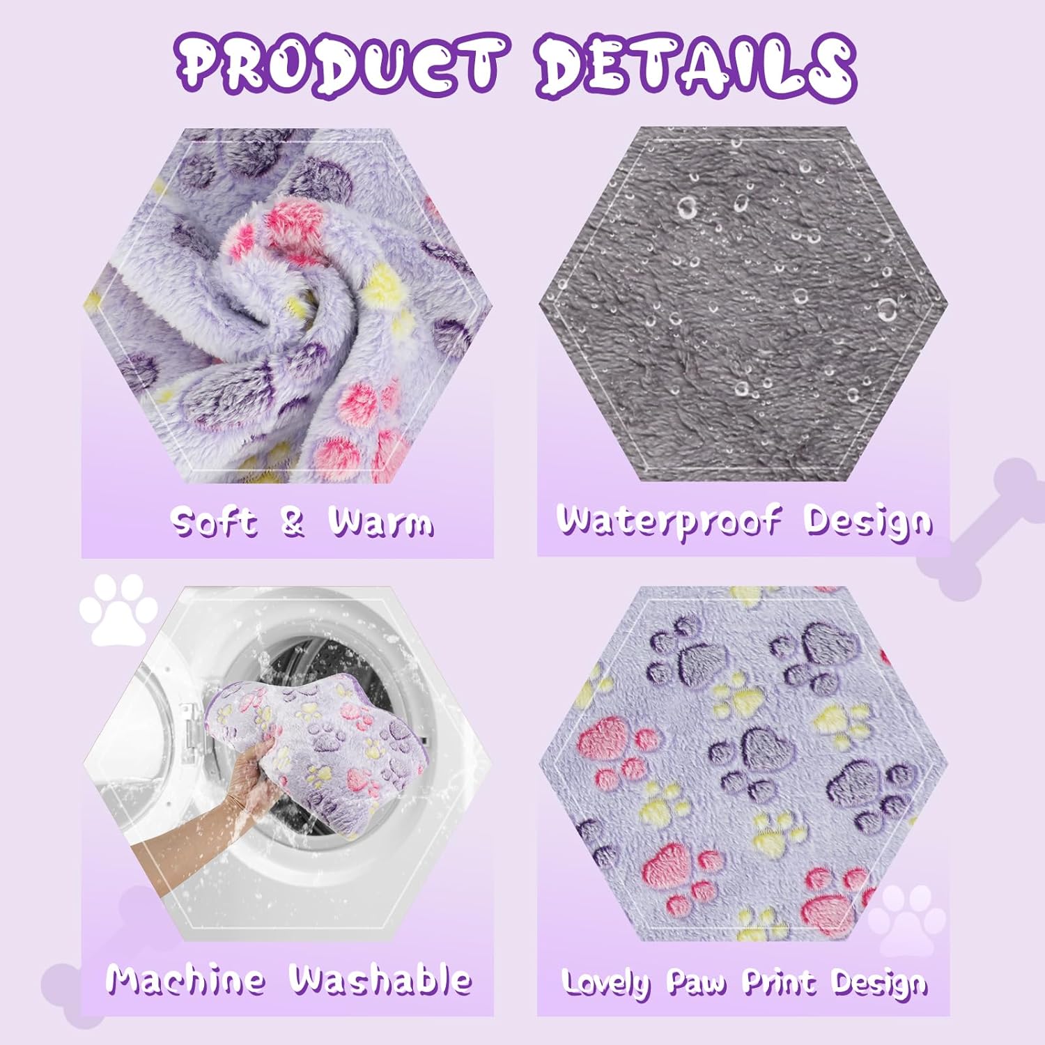 YUEPET Mantas impermeables para perros, paquete de 6 mantas lavables para perros para cama, sofá, protector de forro polar de franela para