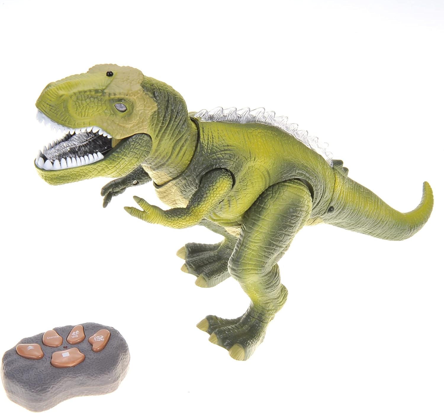 PowerTRC Juguete T-Rex de dinosaurio a control remoto para niños, sonidos prehistóricos realistas, juguete robot de dinosaurio que se ilumina y