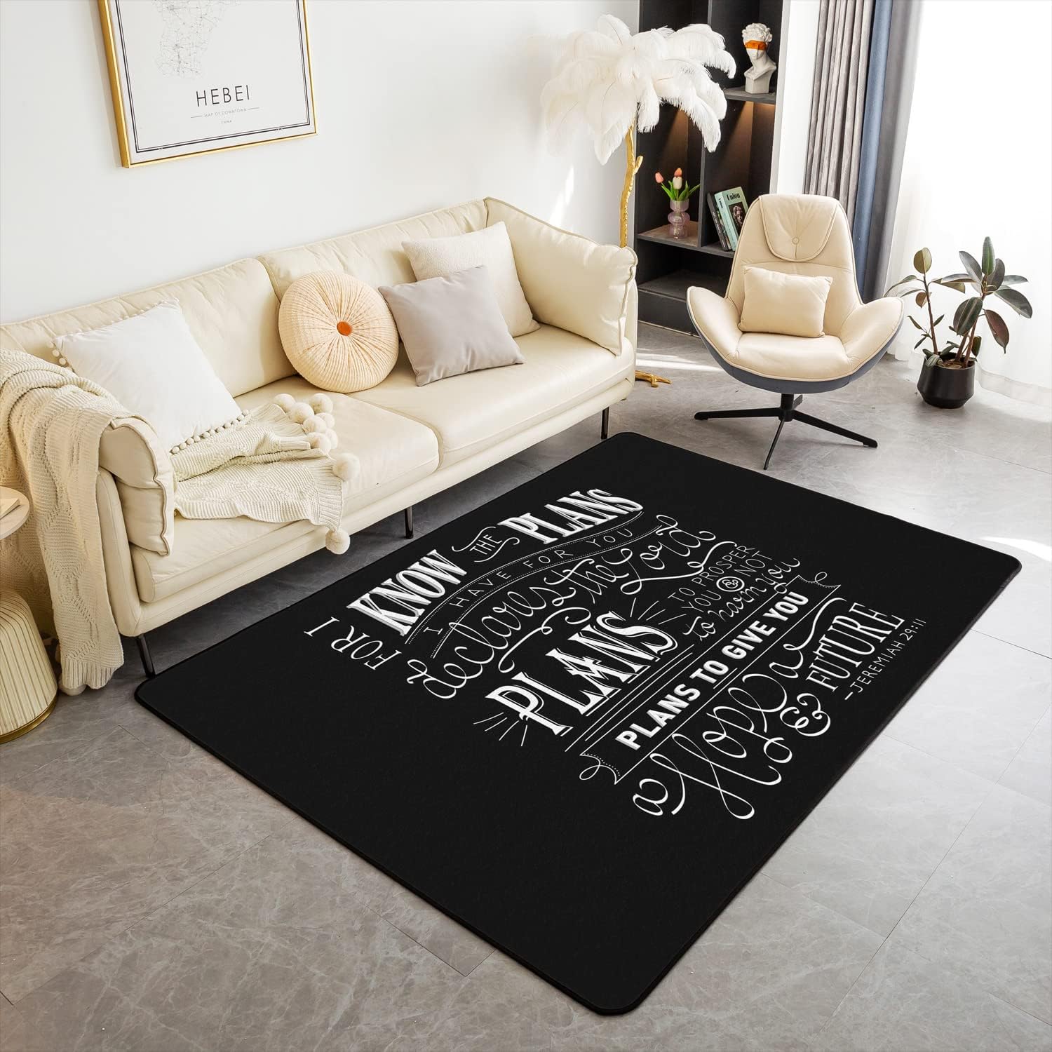 Alfombra vintage con versículo bíblico para niños, de 5 x 7 pulgadas, con versículo bíblico cristiano, Jeremías, para dormitorio, sala de estar,