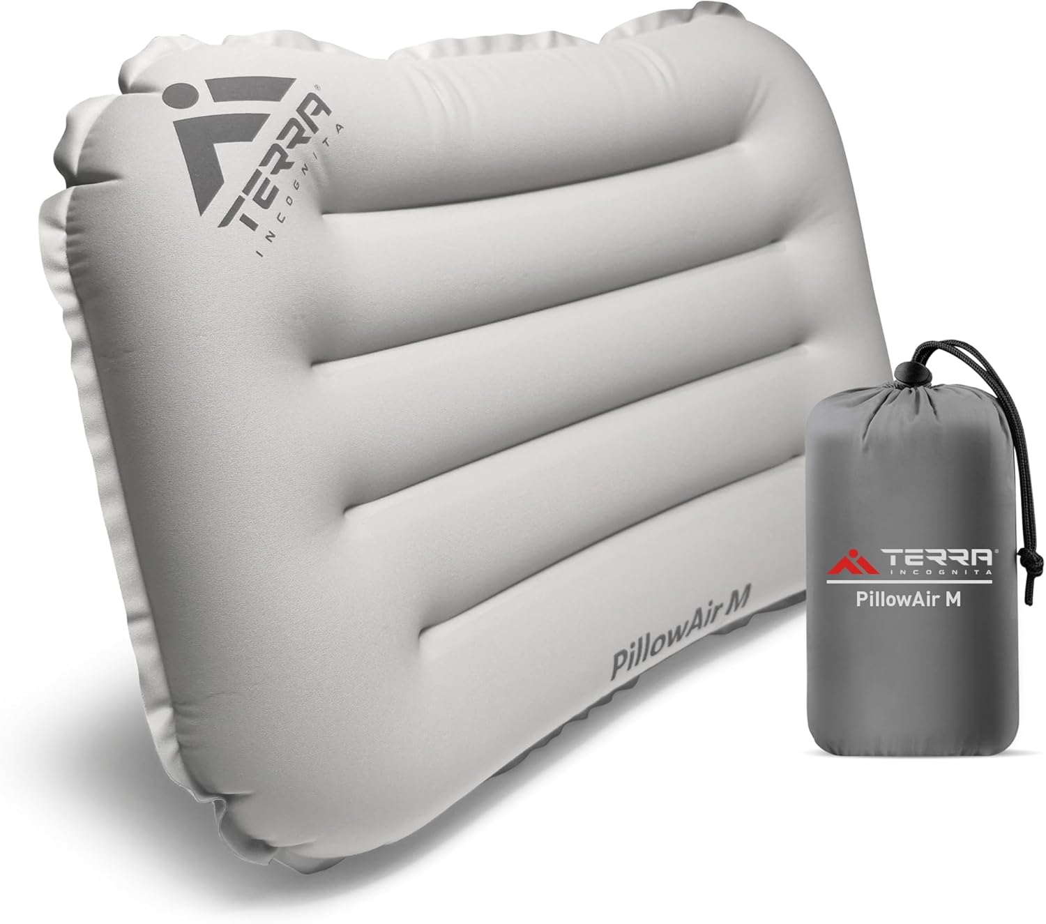 Terra Incognita Almohada inflable compacta en una funda – Almohada ultraligera para acampar y viajar – Cómoda almohada inflable para relajarse –