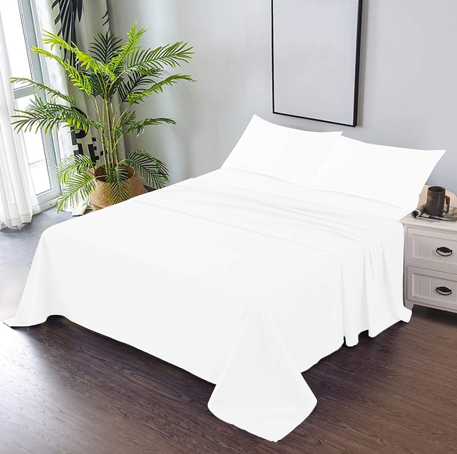1 sábana encimera sólida de tacto suave al tacto, calidad de hotel, 100% algodón egipcio, se ajusta perfectamente para camas de tamaño extragrande y