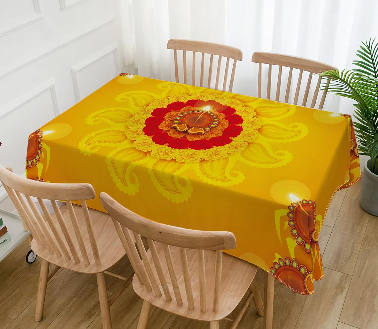 Hafangry Diwali – Mantel indio Diwali para el hogar, festival de luces, decoración de fiesta, cocina, comedor (60 x 104 pulgadas)