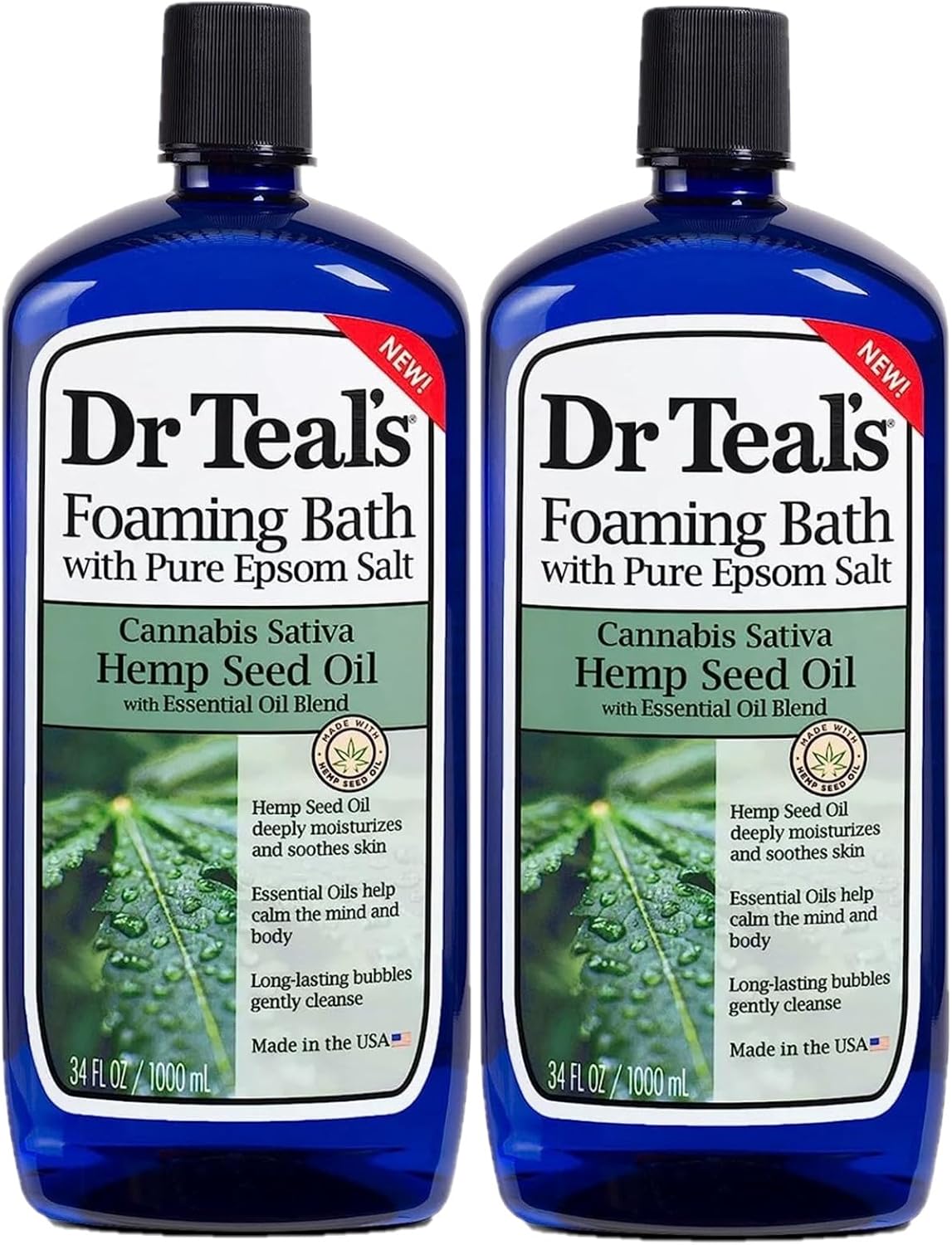 Dr. Teal’s – Juego de regalo de baño espumoso de aceite de semilla de cáñamo (paquete de 2, 34 onzas Ea)  Aceite de semilla de cáñamo de cannabis