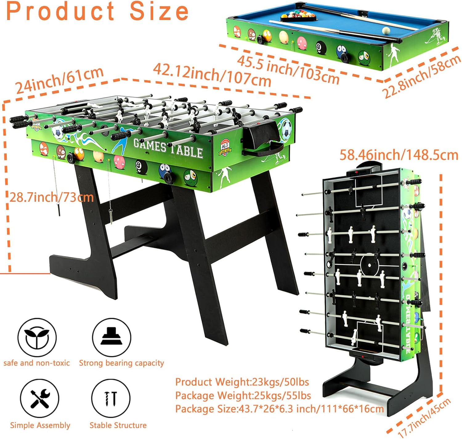 Multi Game Table HLC 48 inch Multi Game Combination Table Set 4ft Game Table