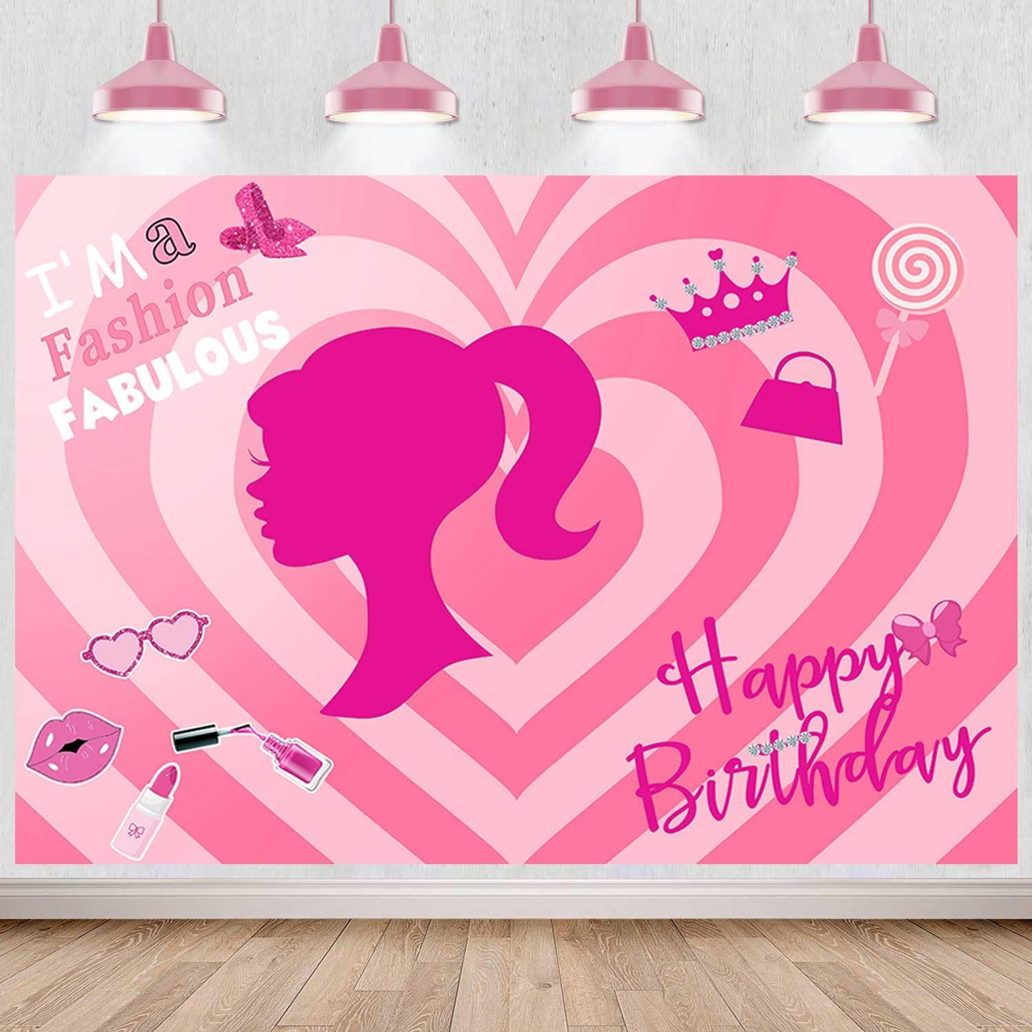 Sensfun Telón de fondo rosa con texto en inglés Happy Birthday para niña, decoración de fiesta de cumpleaños de princesa, fondo de fotografía, color