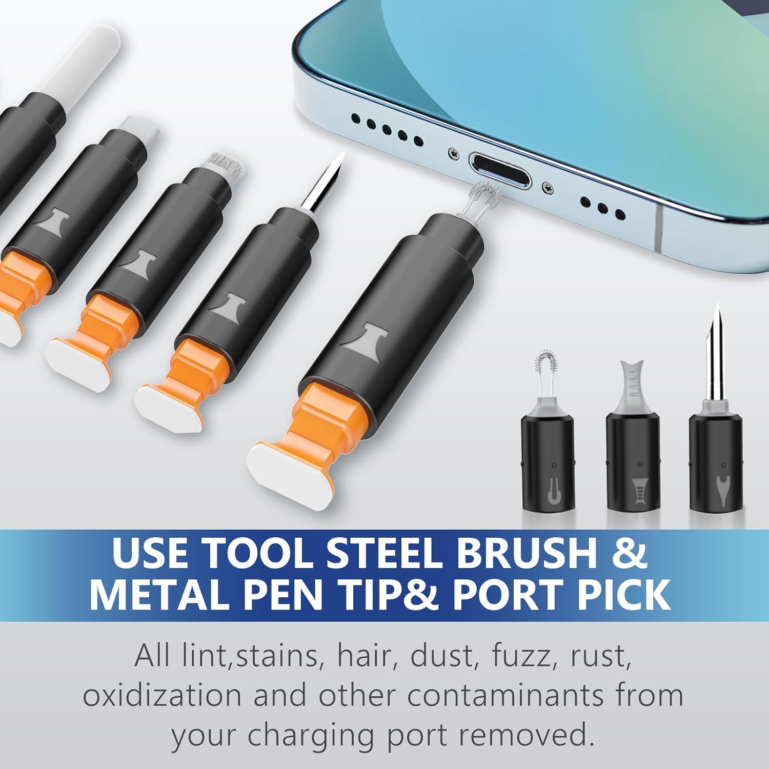 Kit de limpieza para iPhone – Limpiador de puerto de carga para iPhone, herramienta de reparación y restauración de teléfonos celulares para AirPod