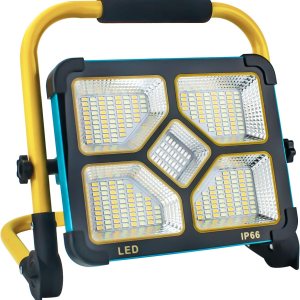 Luz de trabajo recargable LED, luz de construcción portátil con soporte y batería de 10500 mAh, carga solar y tipo C, 4 modos de iluminación, ideal Luz de trabajo recargable LED, luz de construcción portátil con soporte y batería de 10500 mAh, carga solar y tipo C, 4 modos de iluminación, ideal