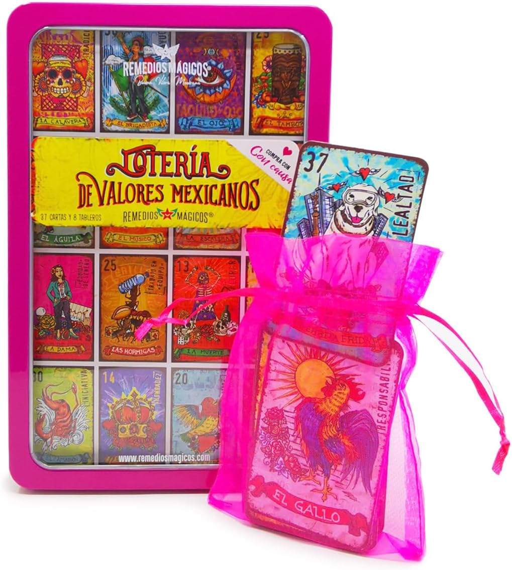 Deluxe Mexican Loteria como se ve en Shark Tank México – Set de bingo mexicano – La forma más divertida de aprender valores y español (Lotería de