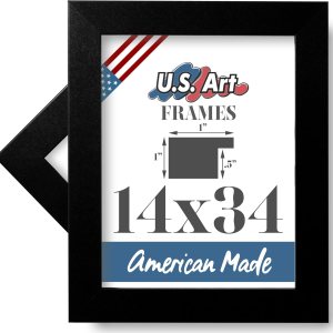 Marcos negros de 14 x 34 pulgadas, compuesto de madera MDF plano de 1 pulgada, decoración de pared o marco de póster Marcos negros de 14 x 34 pulgadas, compuesto de madera MDF plano de 1 pulgada, decoración de pared o marco de póster