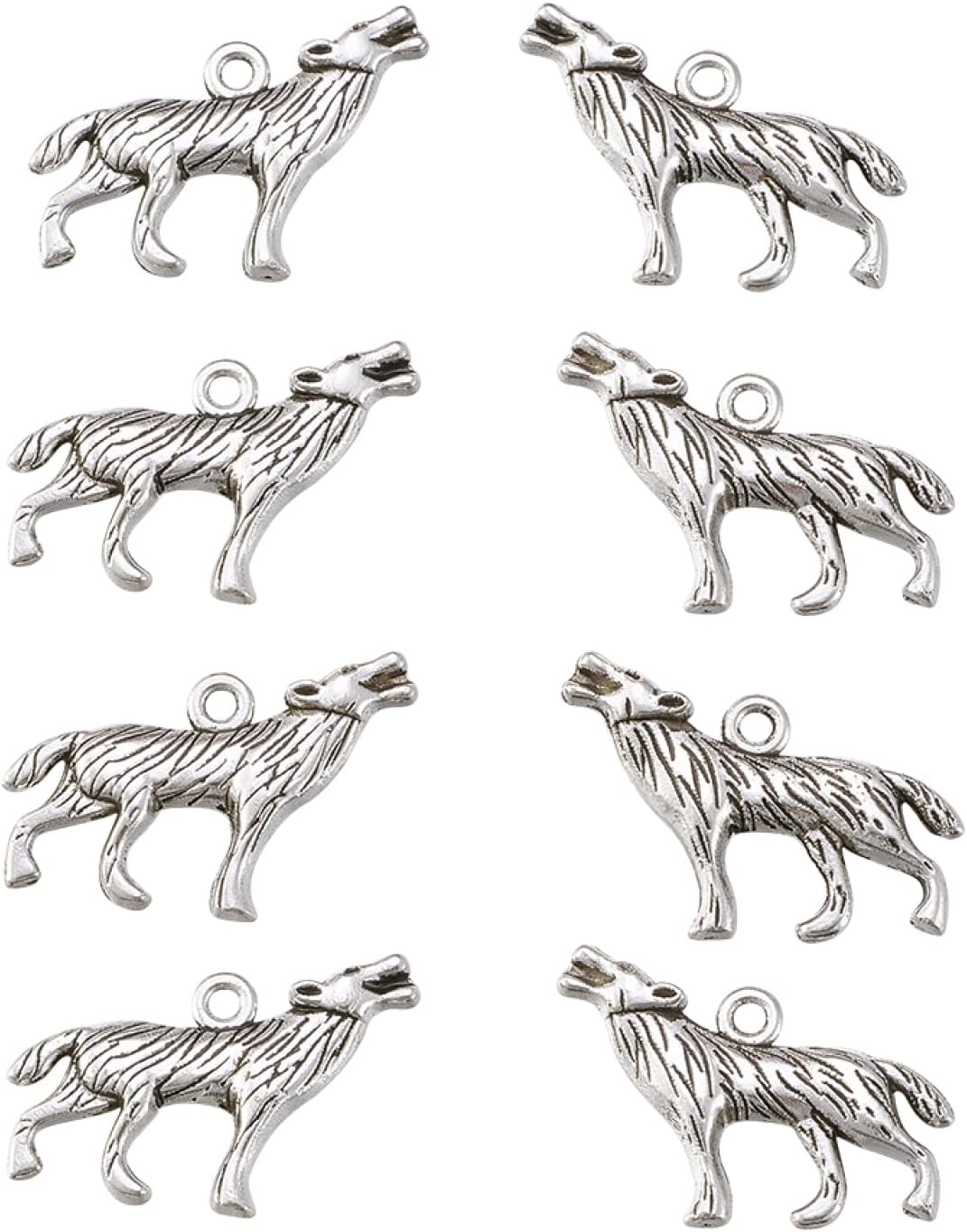 Mega Pet 10 colgantes de animales de estilo tibetano, dijes de aleación de plata antigua, dijes de metal con temática de animales para manualidades,