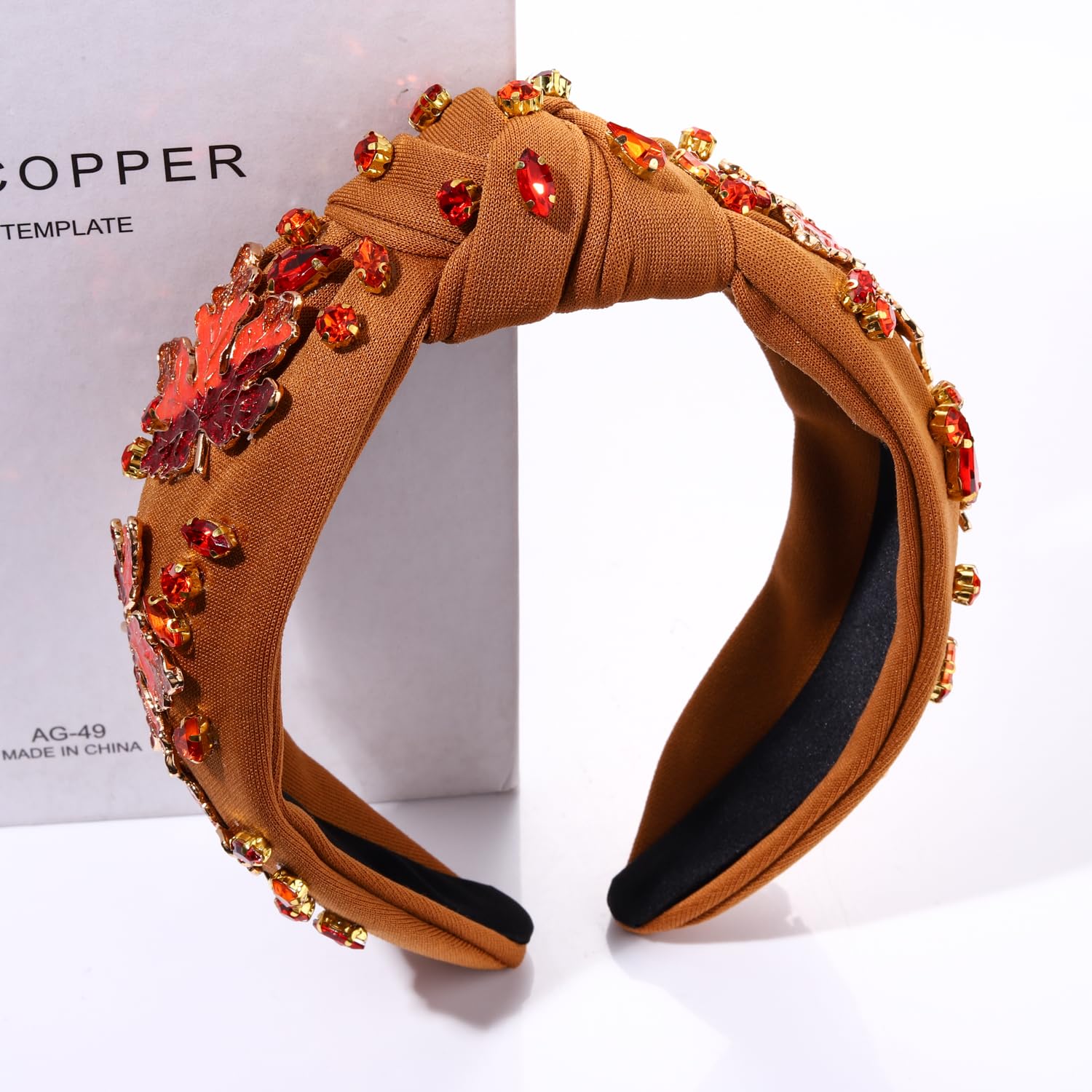 NVENF Diadema de Acción de Gracias para mujer, con cuentas de pavo, accesorios de otoño, diadema con perlas y diamantes de imitación, diadema