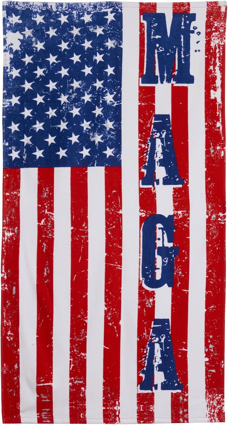 Variety To Go Toallas de playa, toalla de playa con bandera de Estados Unidos, toallas de baño grandes MAGA, toallas de baño 100% algodón, toallas