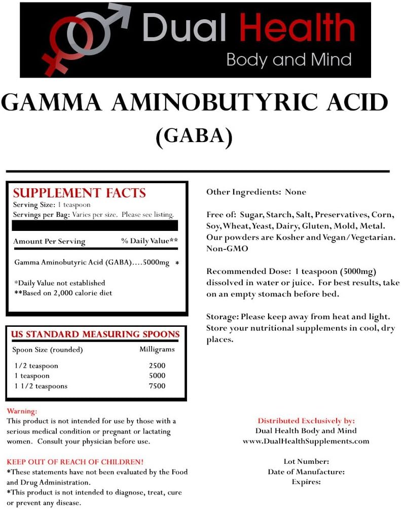 Pure GABA (250 gramos (8.8 oz)) Suplementos a granel de ácido gamma aminobutírico en polvo